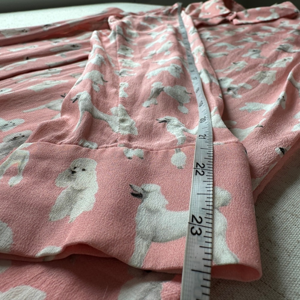 Alice + Olivia Willa Pink Poodle Dog Print Silk Blouse Shirt M Medium - Picture 10 of 10